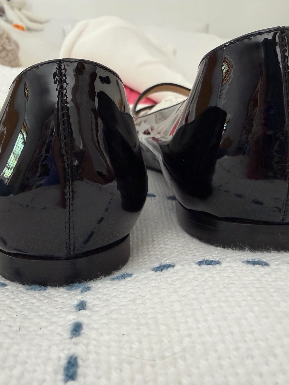 NWOT Tamara Mellon Black Patent Leather Pointed-Toe Mary Jane Flats - Picture 5 of 7